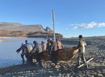 A Chukchi cargo kayak made from walrus hide